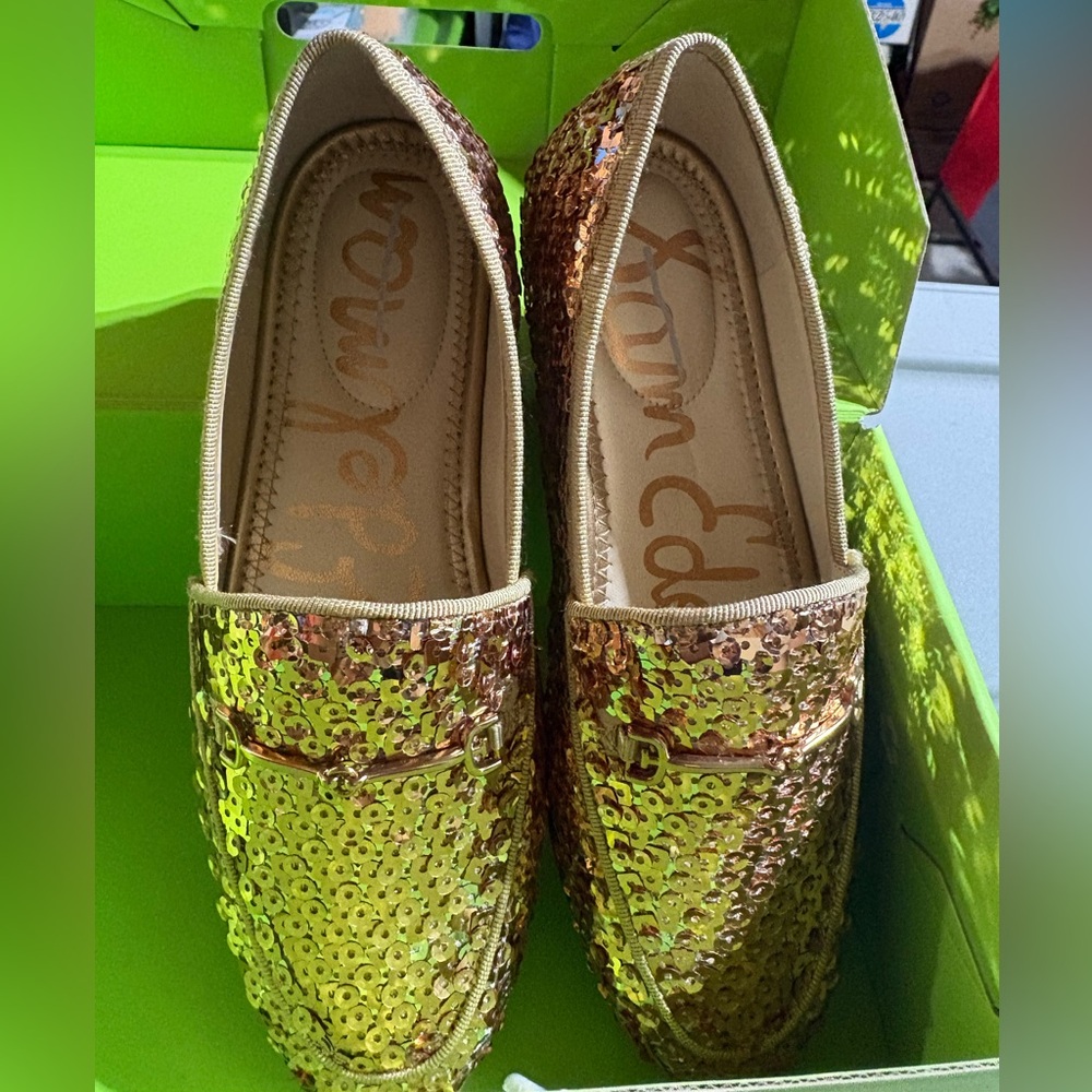 Sam Edelman Kids Gold Sequin Moccasins